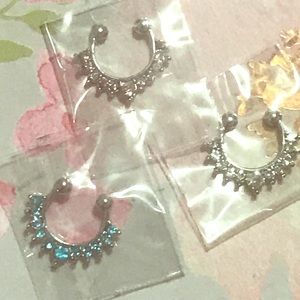 Fake septum nose ring set with velvet bag